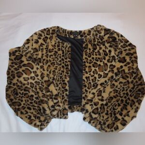 Leopard Faux Fur Crop Jacket
